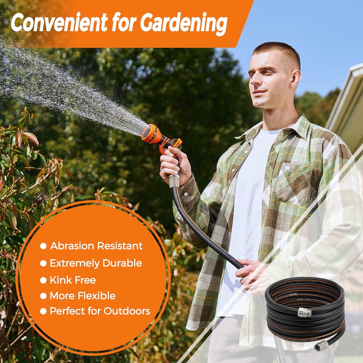 Giraffe Tools Water Leader Hose Custom Length Rubber Garden Hose 5/8" xAll Sizes