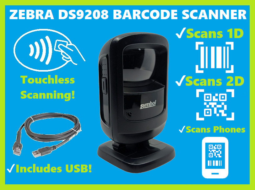 ✅Zebra DS9208 2D/1D/QR Code Scanner, Square/Clover Registers, Touchless Scan!🔥⭐
