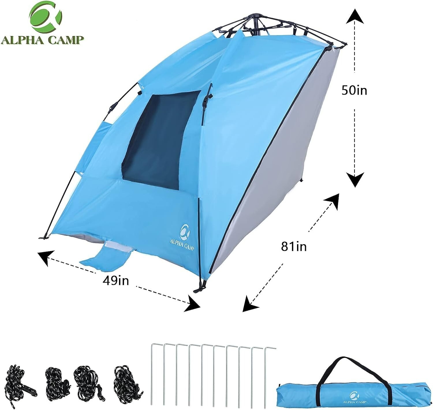 Pop Up Beach Tent Easy Set Up Beach Umbrella Sun Shelter for 2-3 People UPF 50+