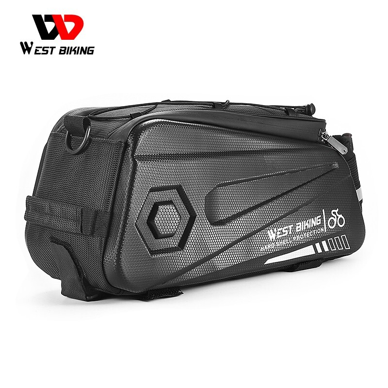 WEST BIKING Waterproof Bike Hard Shell Trunk Bag Bicycle Rear Rack Pack Bag 8.6L