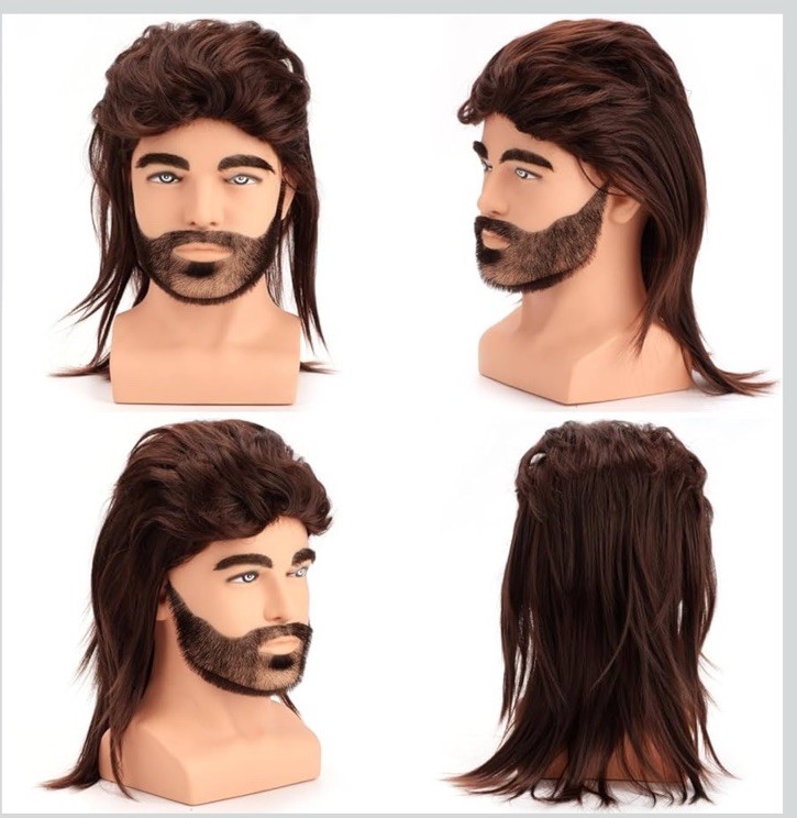 Joe Dirt Mullet Wig - Pop Rock 70s & 80s Funny Wig for Men (Brown)