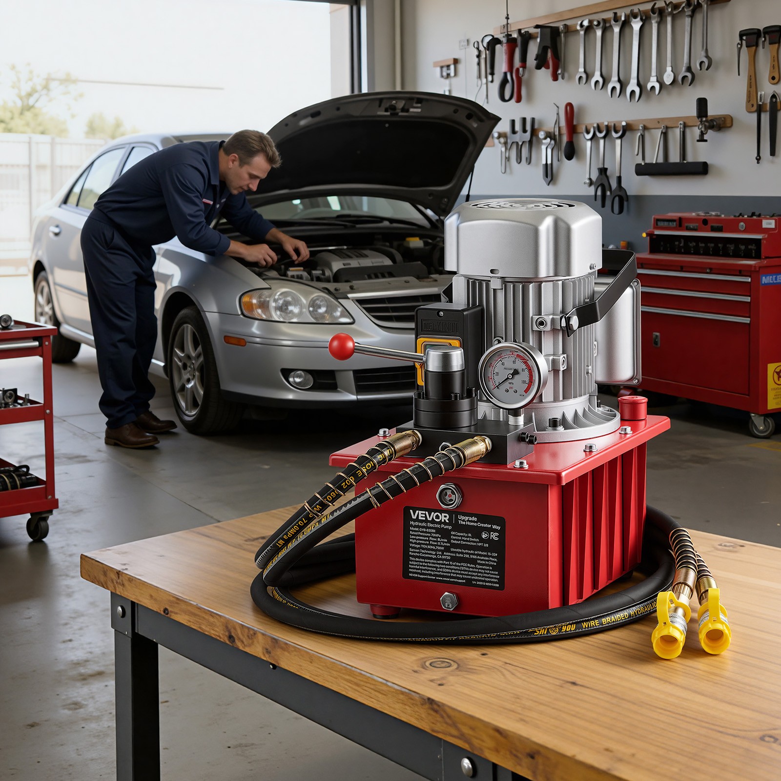 VEVOR Electric Hydraulic Pump 750W 10000 PSI Double Acting Hydraulic Power Unit