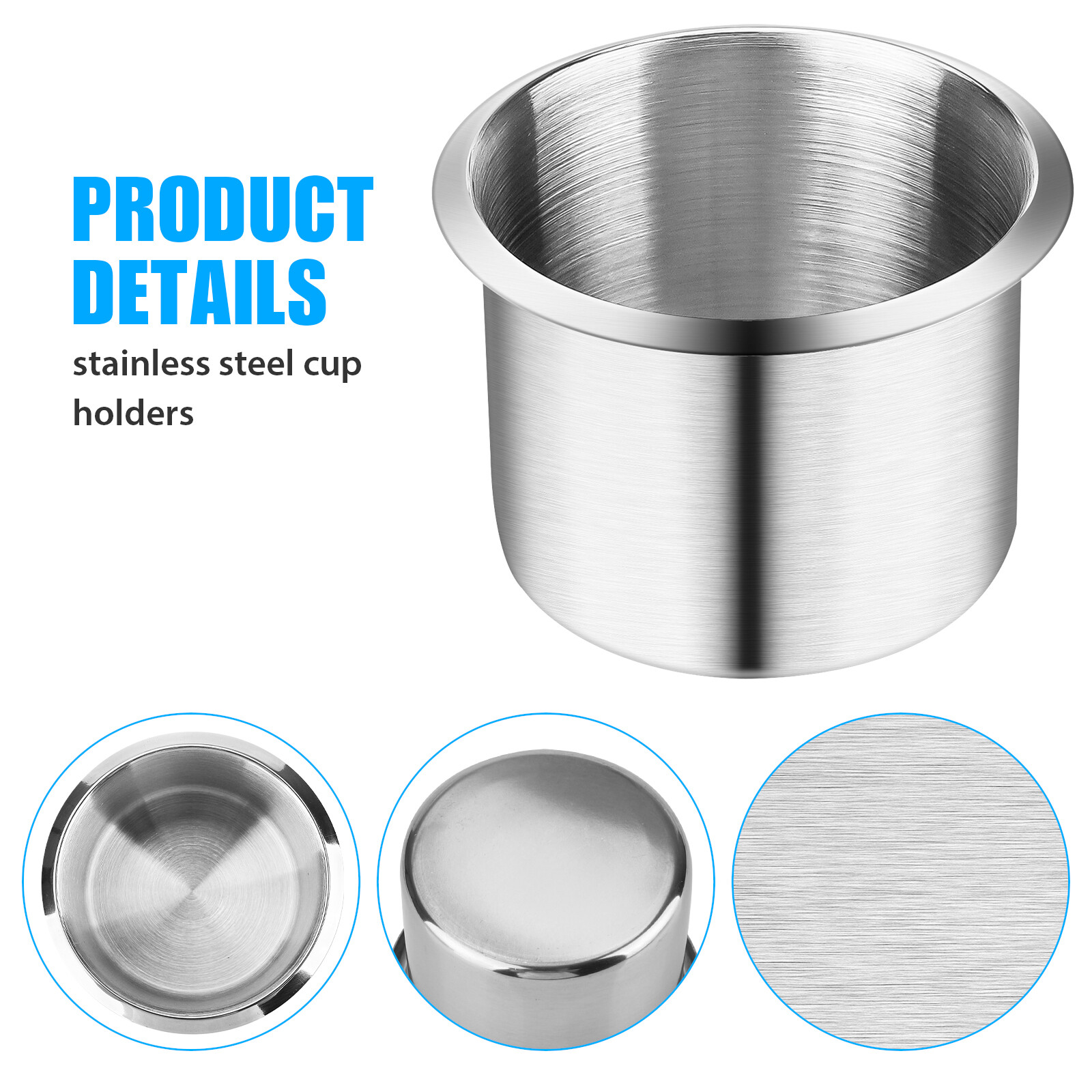 2x Universal Stainless Steel Cup Drink Holders for Car Boat Truck Marine Camper