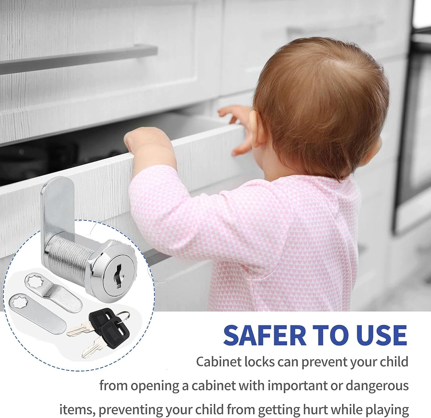 2/5/10 Pcs 5/8" 1" 1 1/8" Cabinet RV Cam Locks Keyed Alike Secure Drawer File