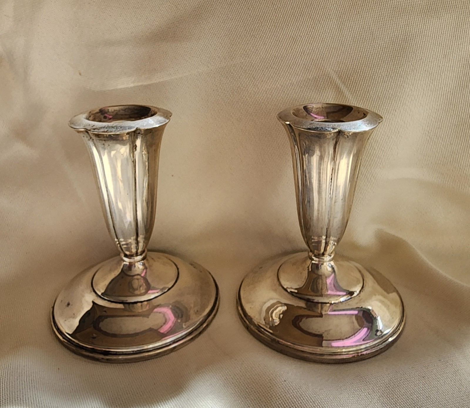 2 Sterling Silver CANDLE HOLDERS 4.5" Tall El Sil Co