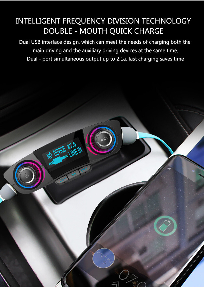MP3 FM Transmitter Bluetooth Wireless Bluetooth 4.0 1.3in LED Screen Accessories
