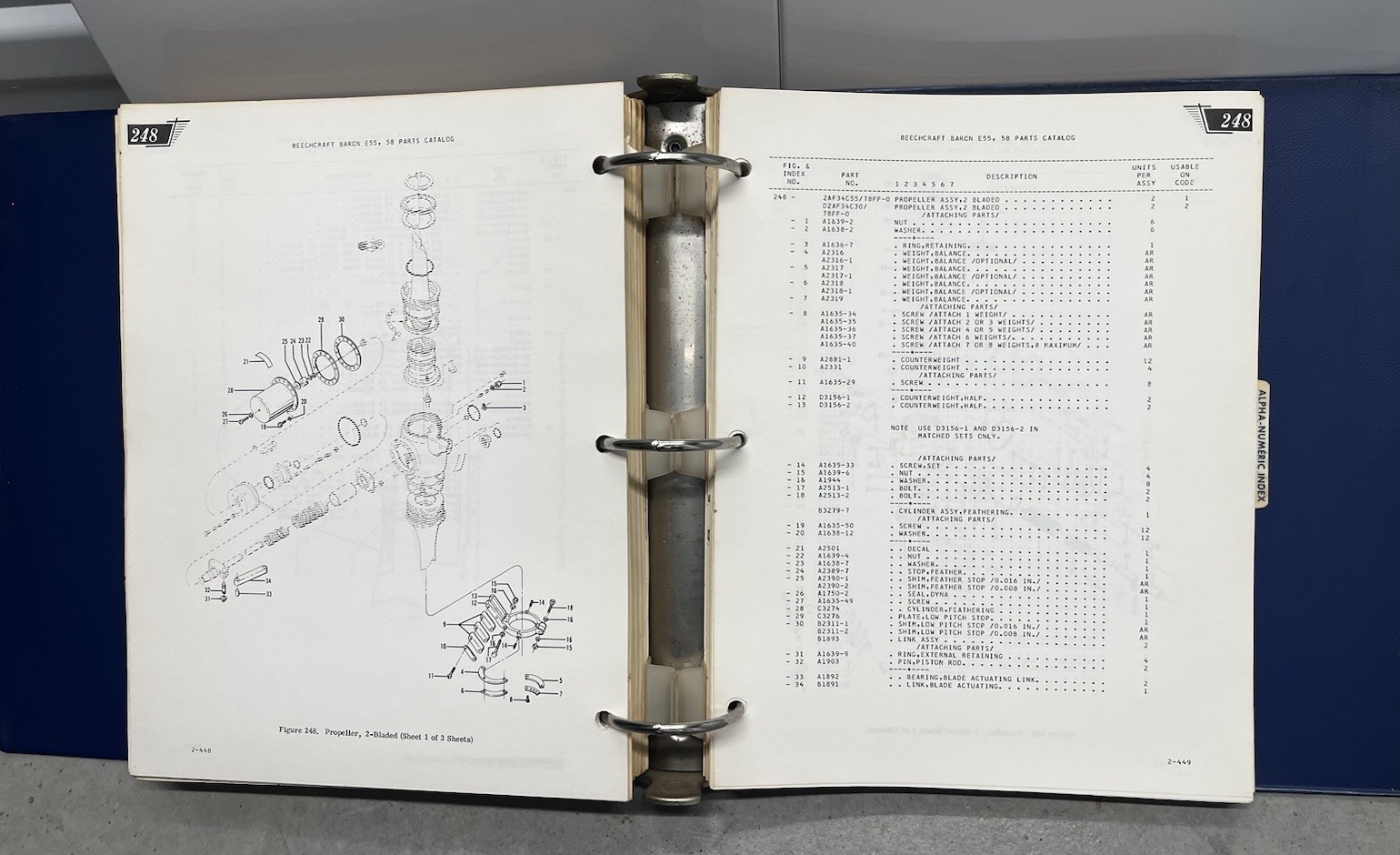 Beechcraft E55, 58 Baron Parts Catalog 58-590000-5 Original