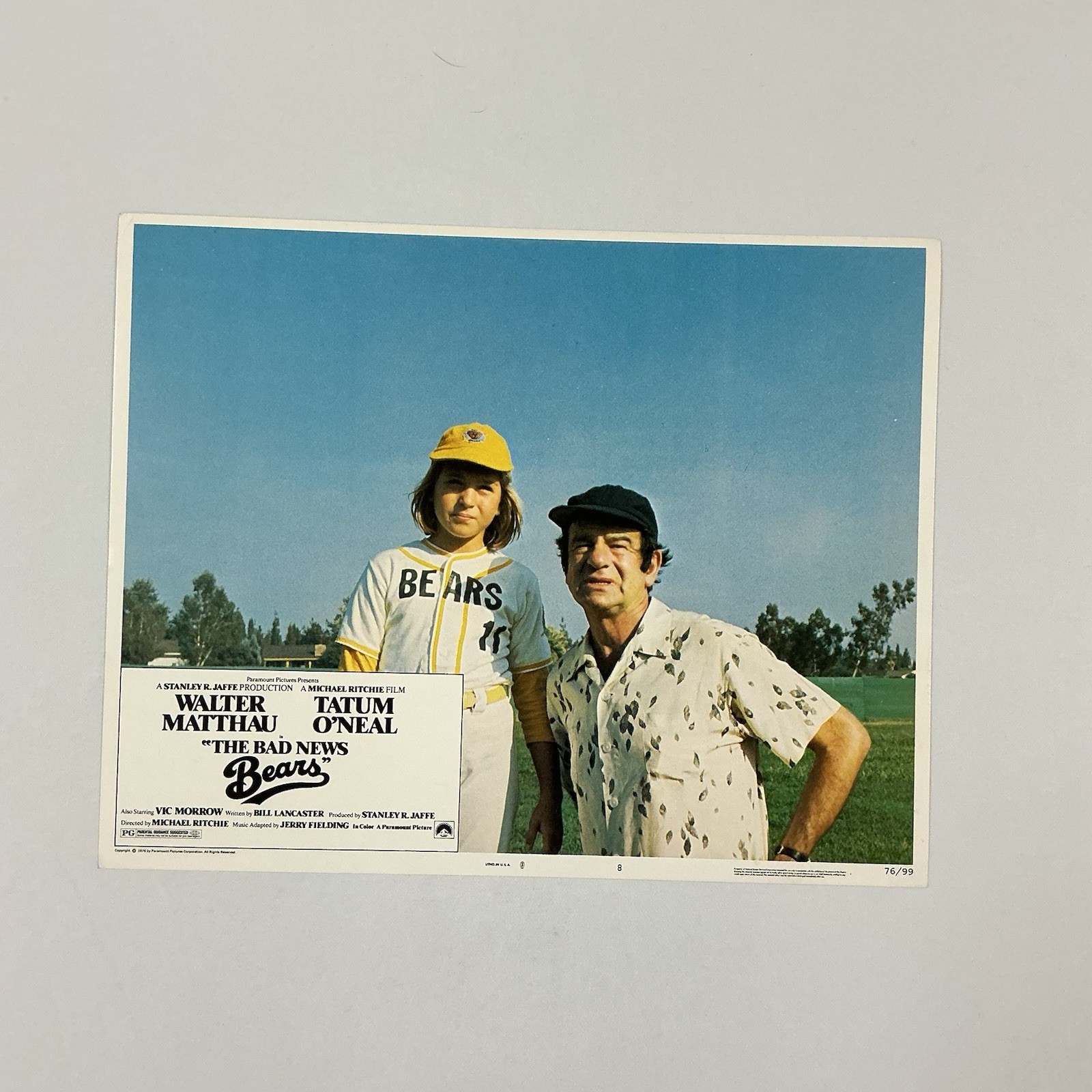 1976 The Bad News Bears Original 11x14” Lobby Card Walter Matthau Tatum O’Neal