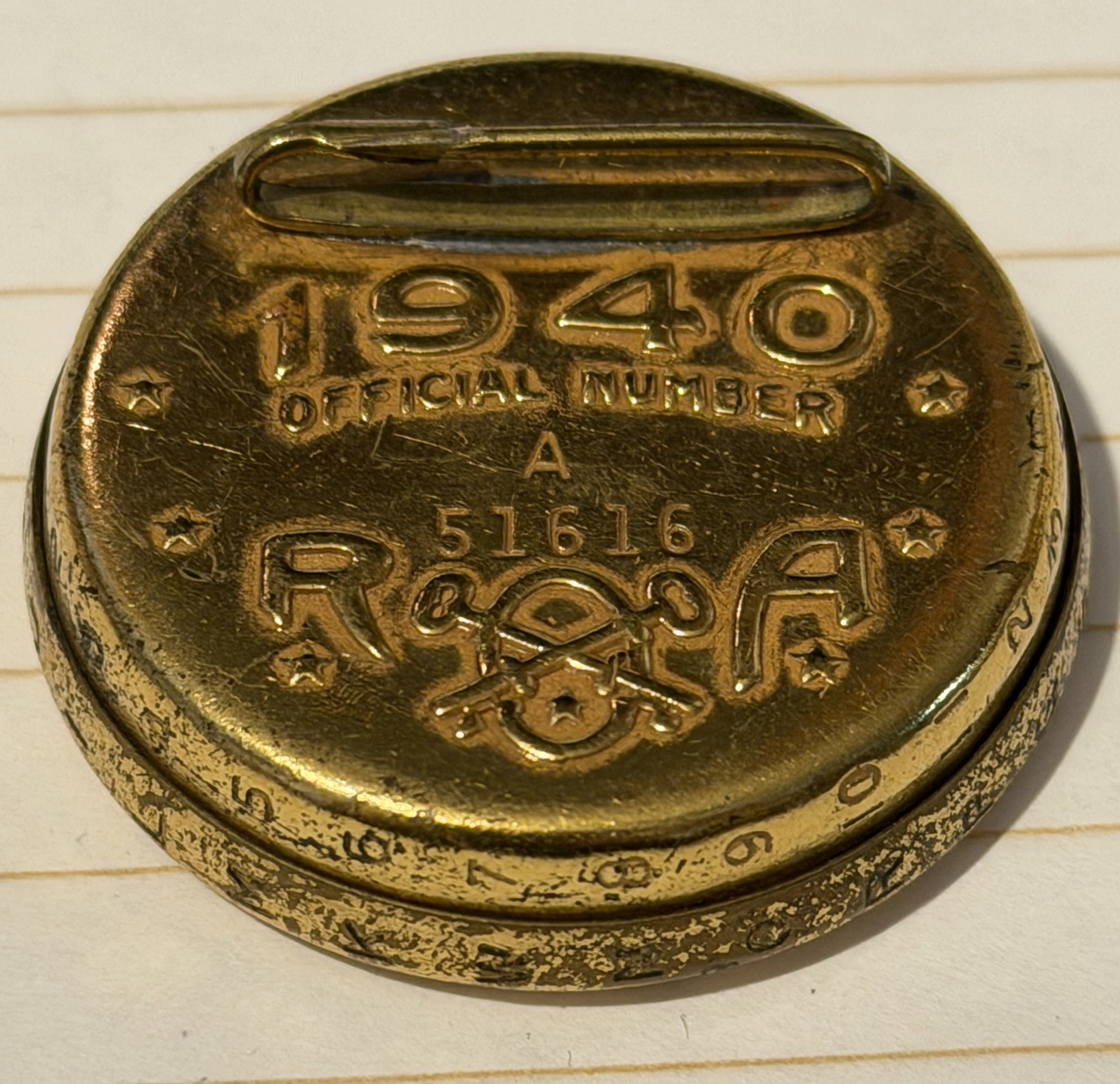 Vtg 1940 Little Orphan Annie ROA Radio Decoder Badge Pin Brooch