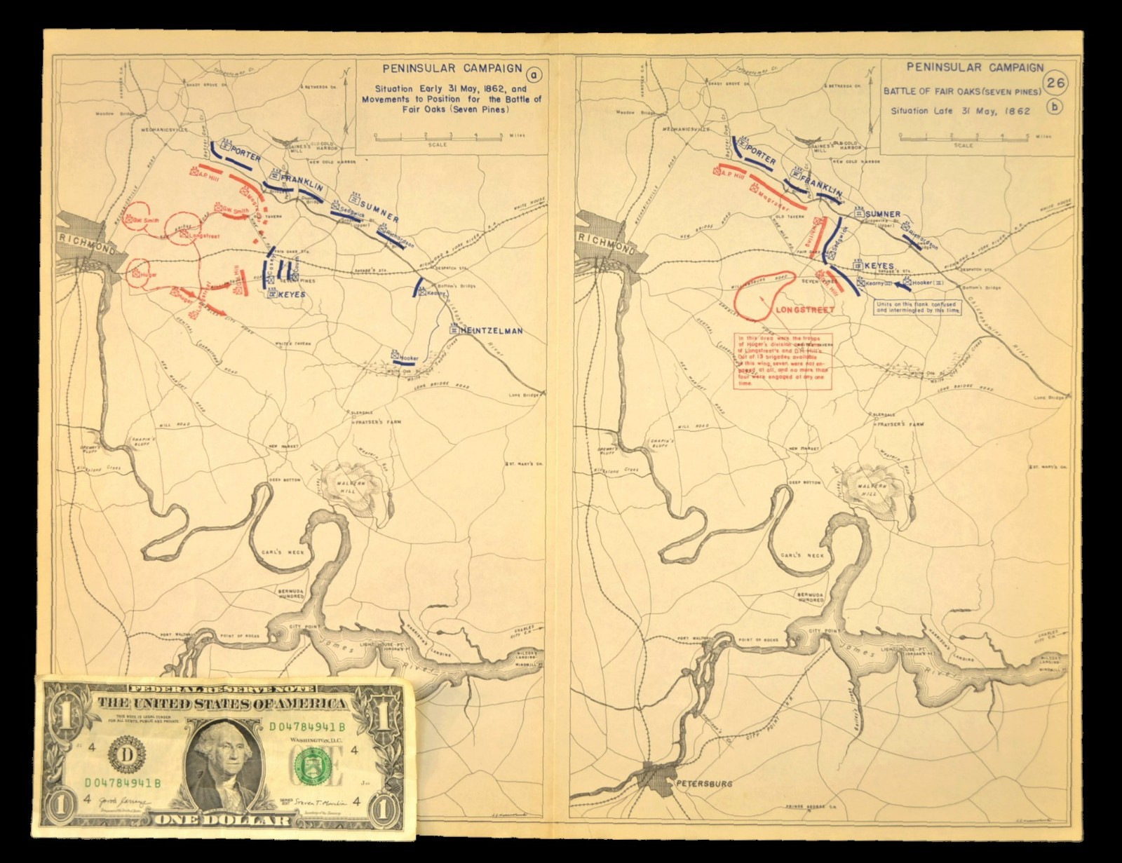 Battle of Seven Pines Map Henrico County Virginia Richmond May 31st 1862