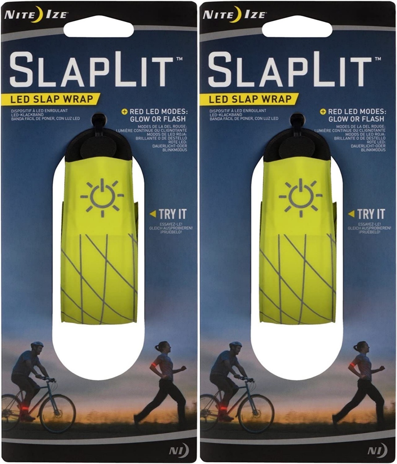 Nite Ize SlapLit LED Slap Wrap - Neon Yellow/Red LED (2-Pack)