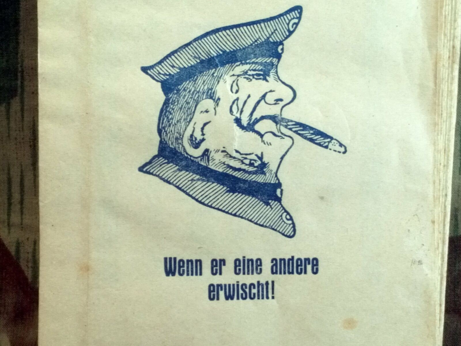 Original WWI German Soldier Theme Tobacco Bag Happy Smoking / Sad When Killing