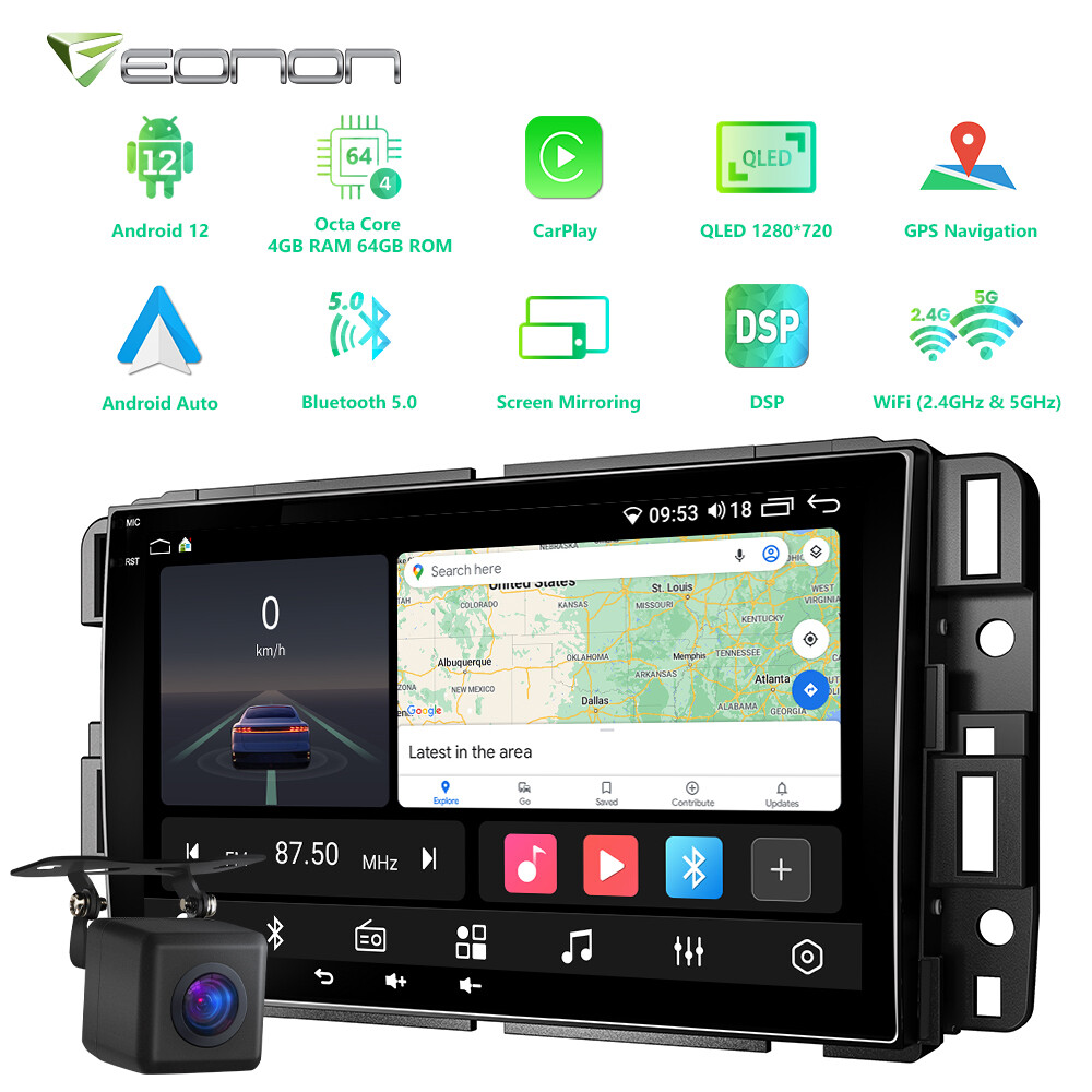 CAM+Car Stereo Android 12 8Core 4+64 For GMC Chevrolet Chevy Yukon Sierra Acadia