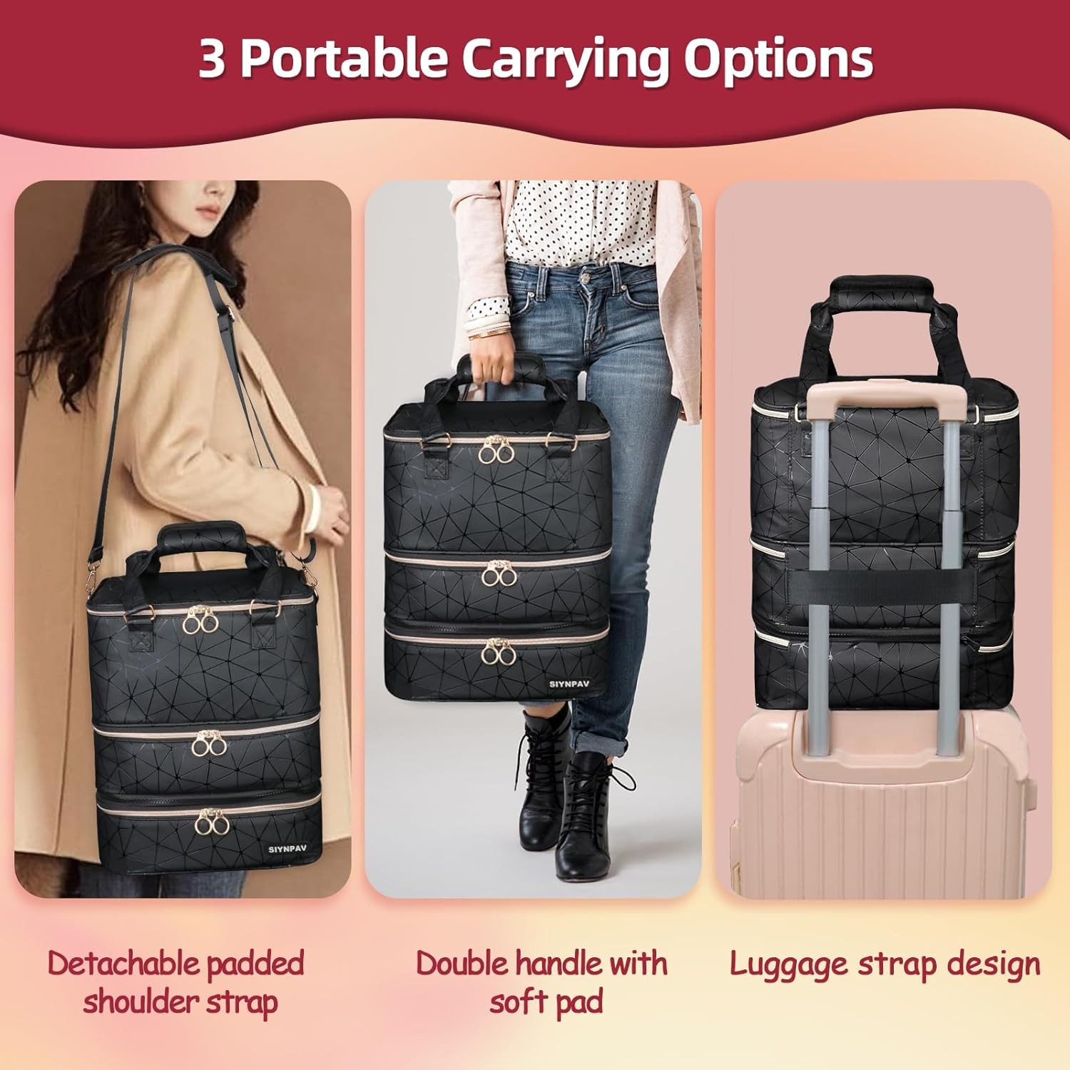 Nail Polish Organizer Bag Holds 126 Bottles 15ml/0.5fl.oz Black