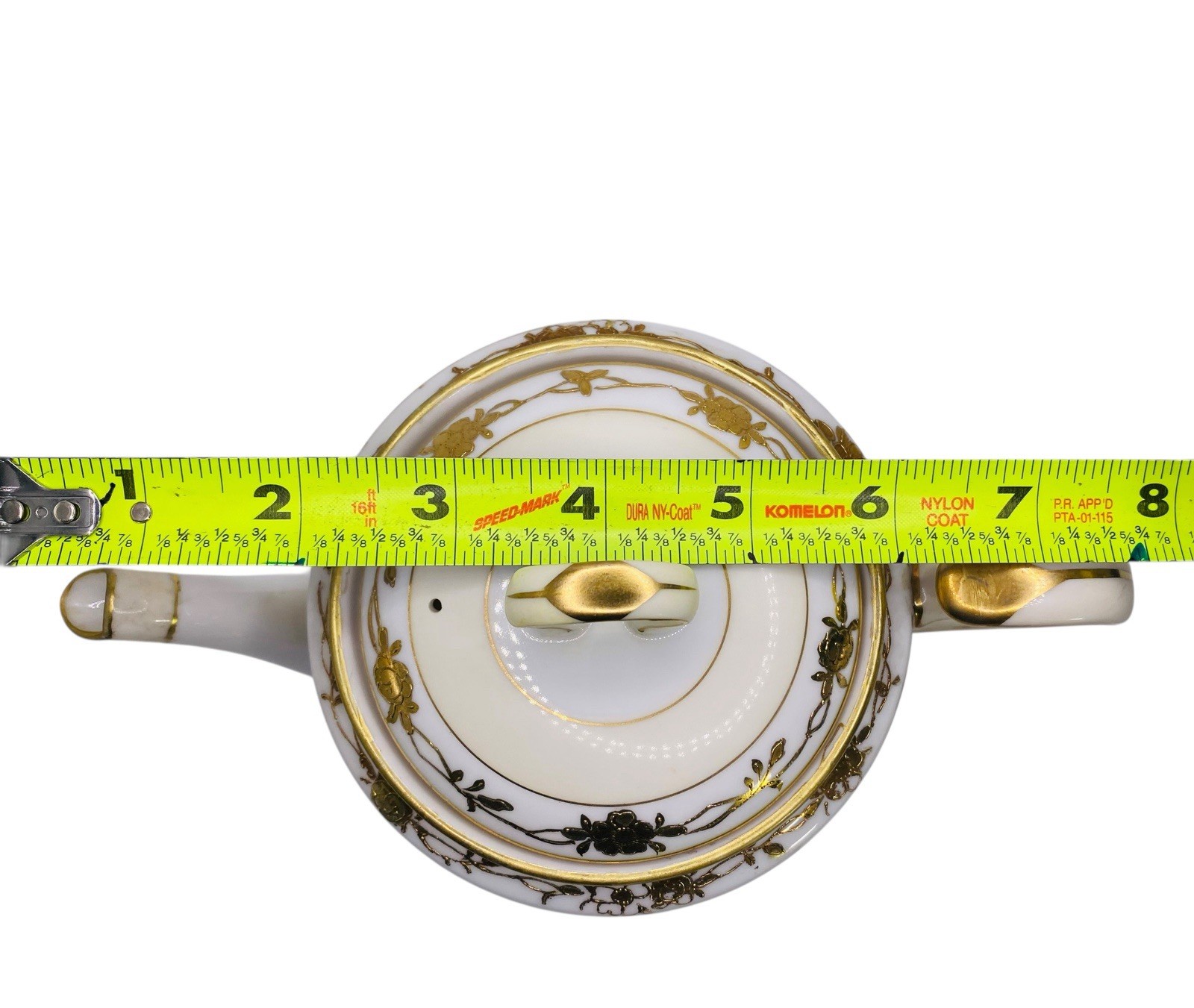 Handpainted Nippon Teapot Lid Creamer Sugar Bowl Lid Beige Gold Gilt Trim Floral