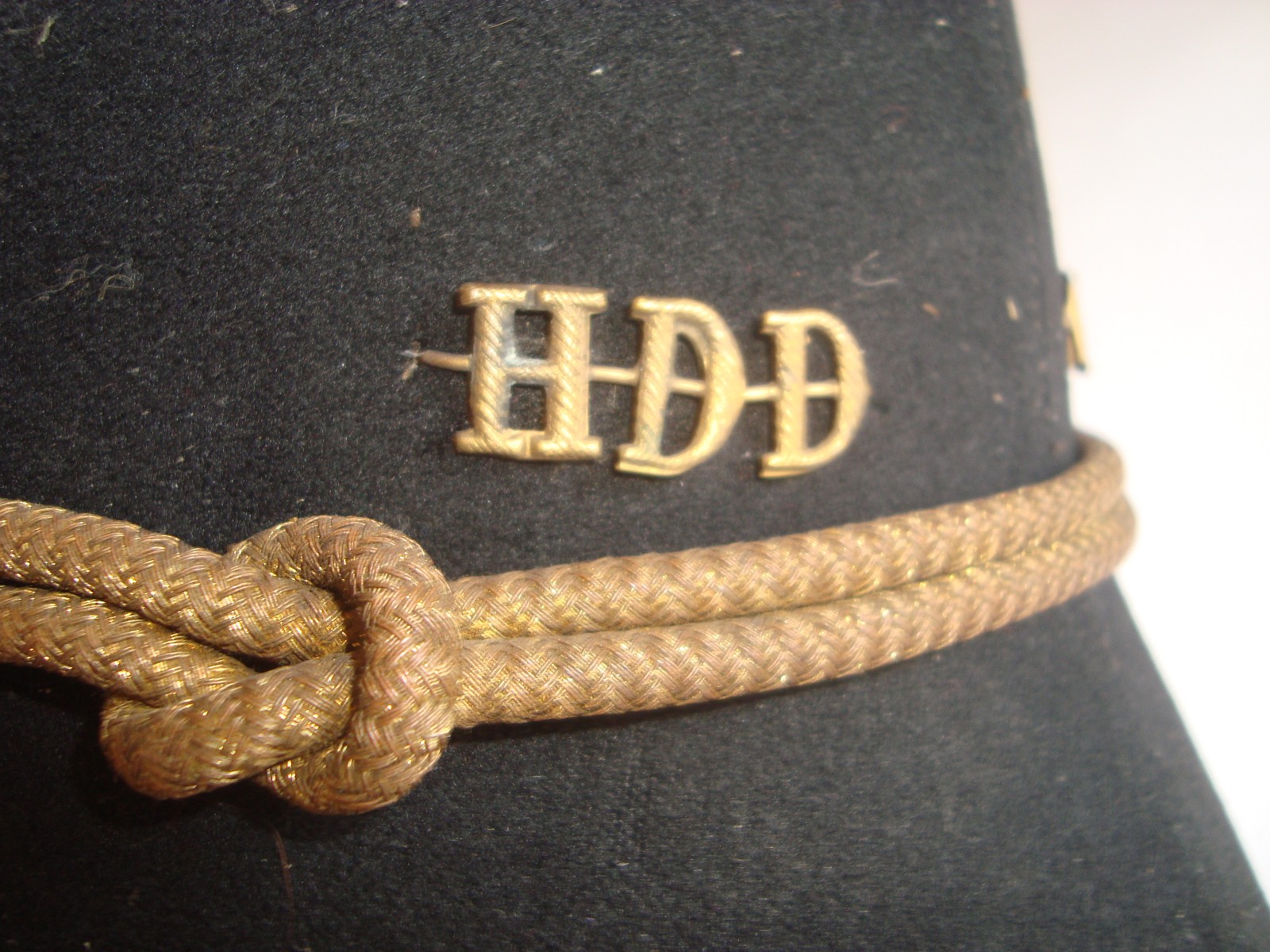 Rare Original 1880's ? Military Officer Dress Hat HDD No. 3 Trustee Cross Rifles