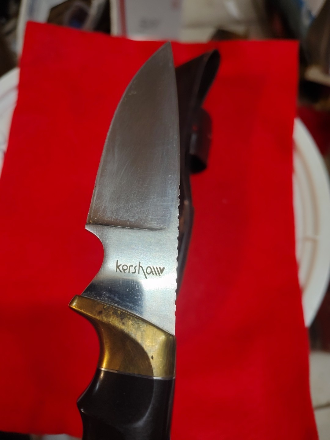 Vintage Kershaw 1030 Fixed Blade Deer Hunter Knife with Sheath