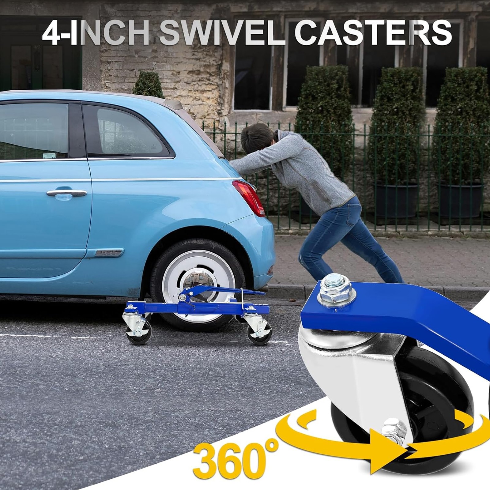 Car Dolly Jack Set of 2 Mechanical 1500-lbs Wheel Dolly for Vehicle Position