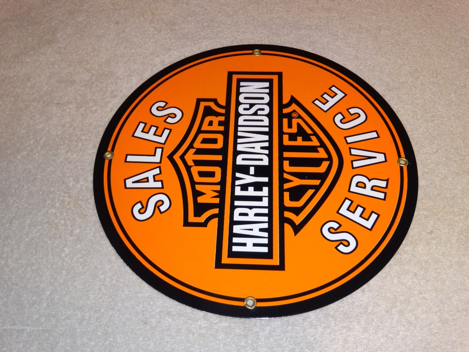 VINTAGE HARLEY DAVIDSON MOTORCYCLE SALES SERVICE DEALER PORCELAIN GASOLINE SIGN!