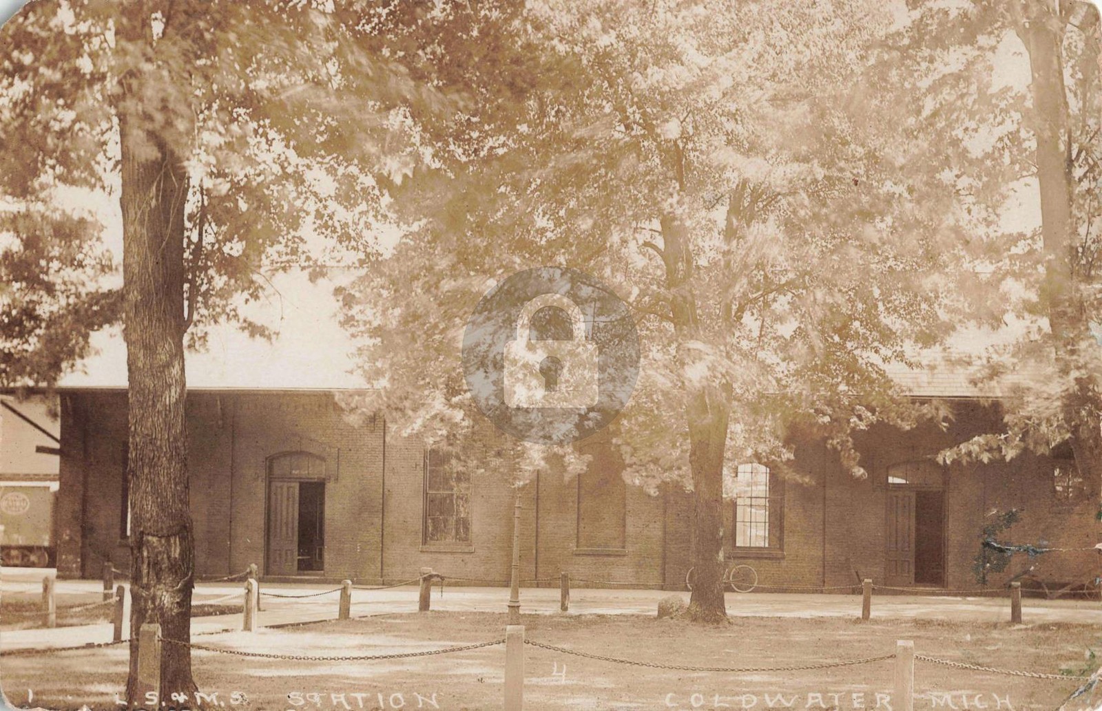 Railroad 4 L. S. & M. S. Station Coldwater MI Michigan RPPC Photo Postcard COPY