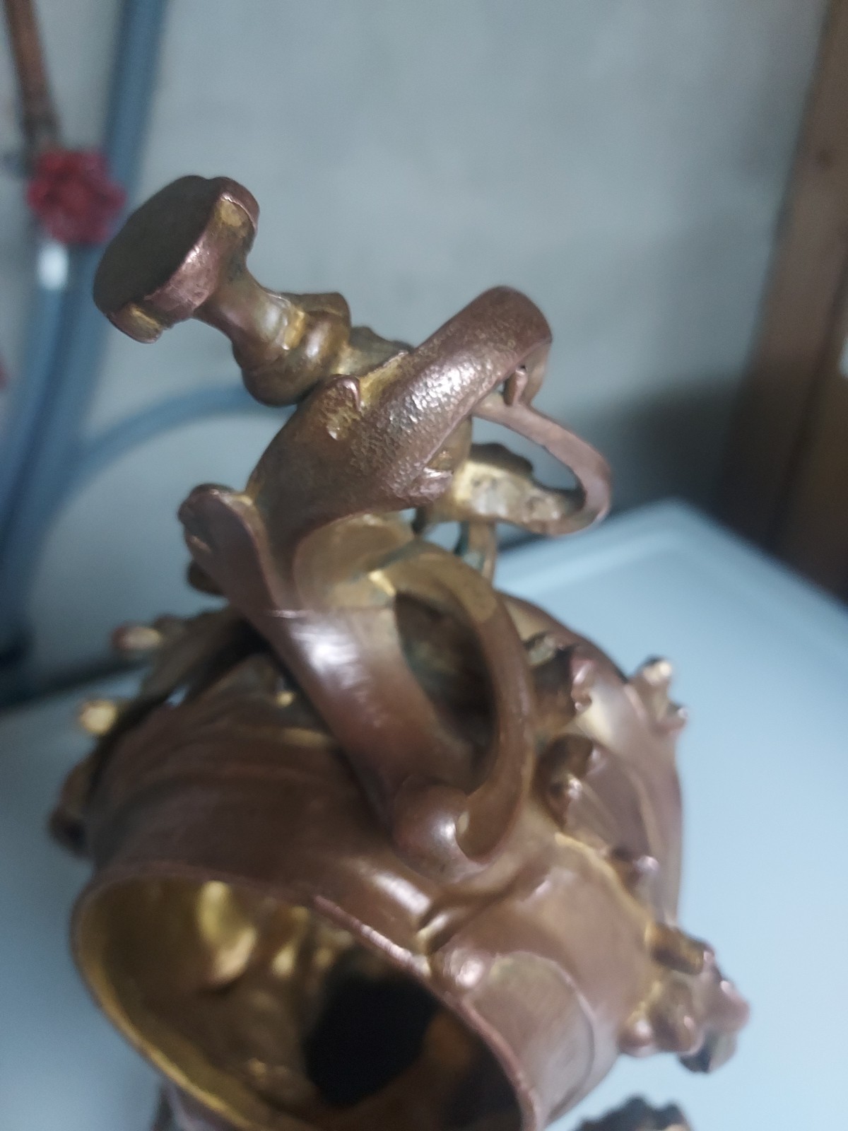 Antique Art Nouveau 15" Gilt Clock With New Battery Powered Quartz Insert NICE!