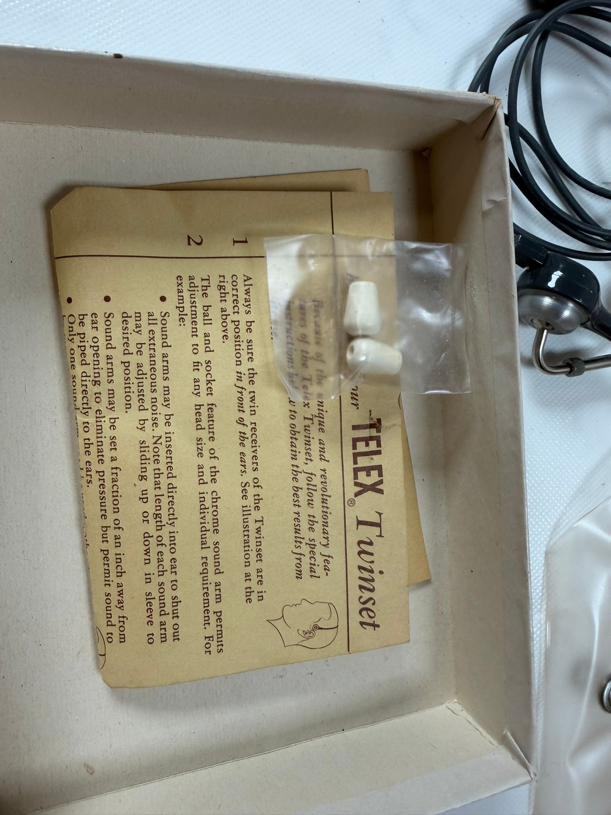 Telex Twinset 3R2-1 Vintage Aviation Pilot Headset Headphones Original Box