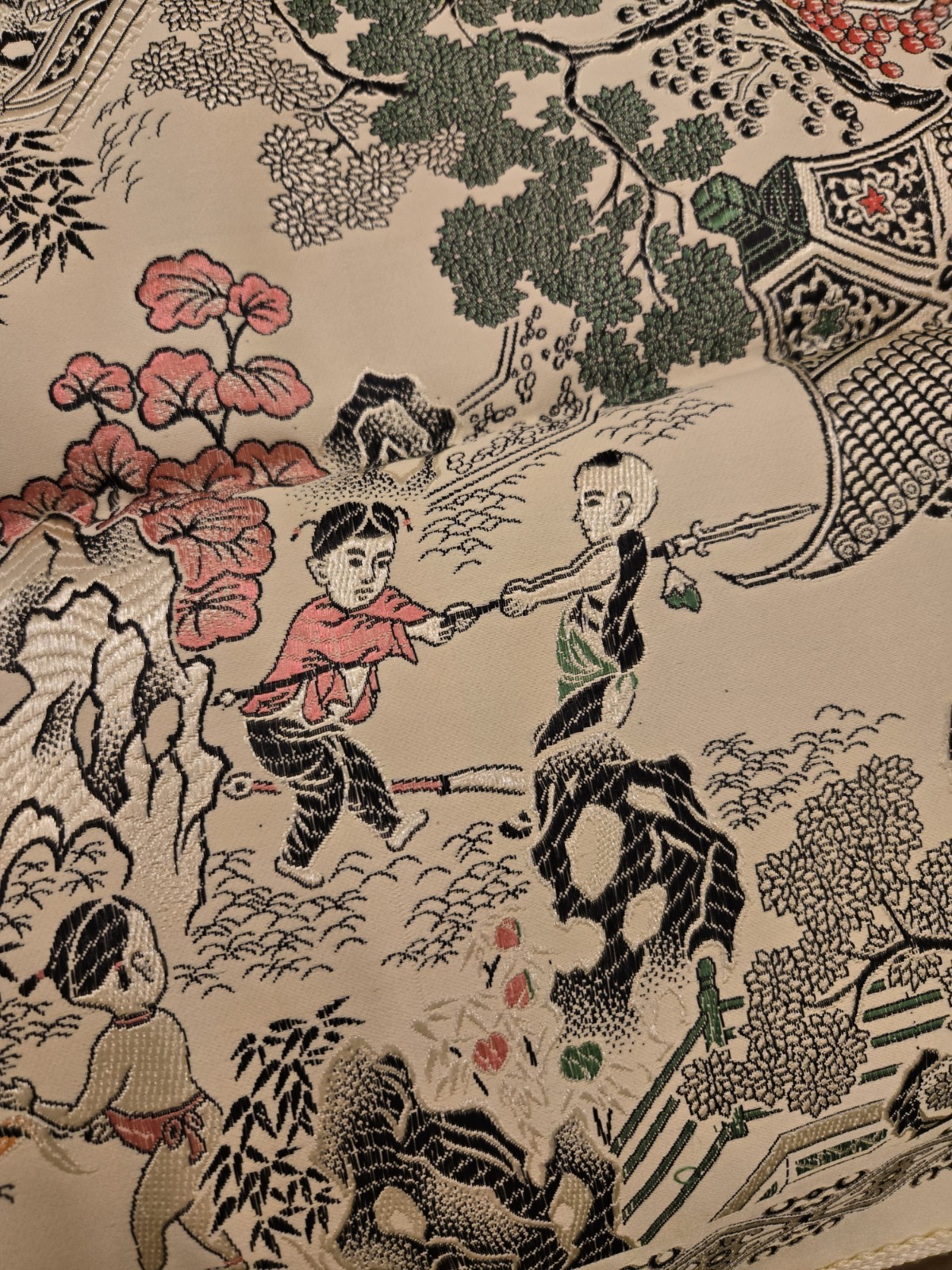 VTG NOS Brocaded Chinese Silk Tapestry Tablecloth 38" x 38" Late 70's-Early 80's