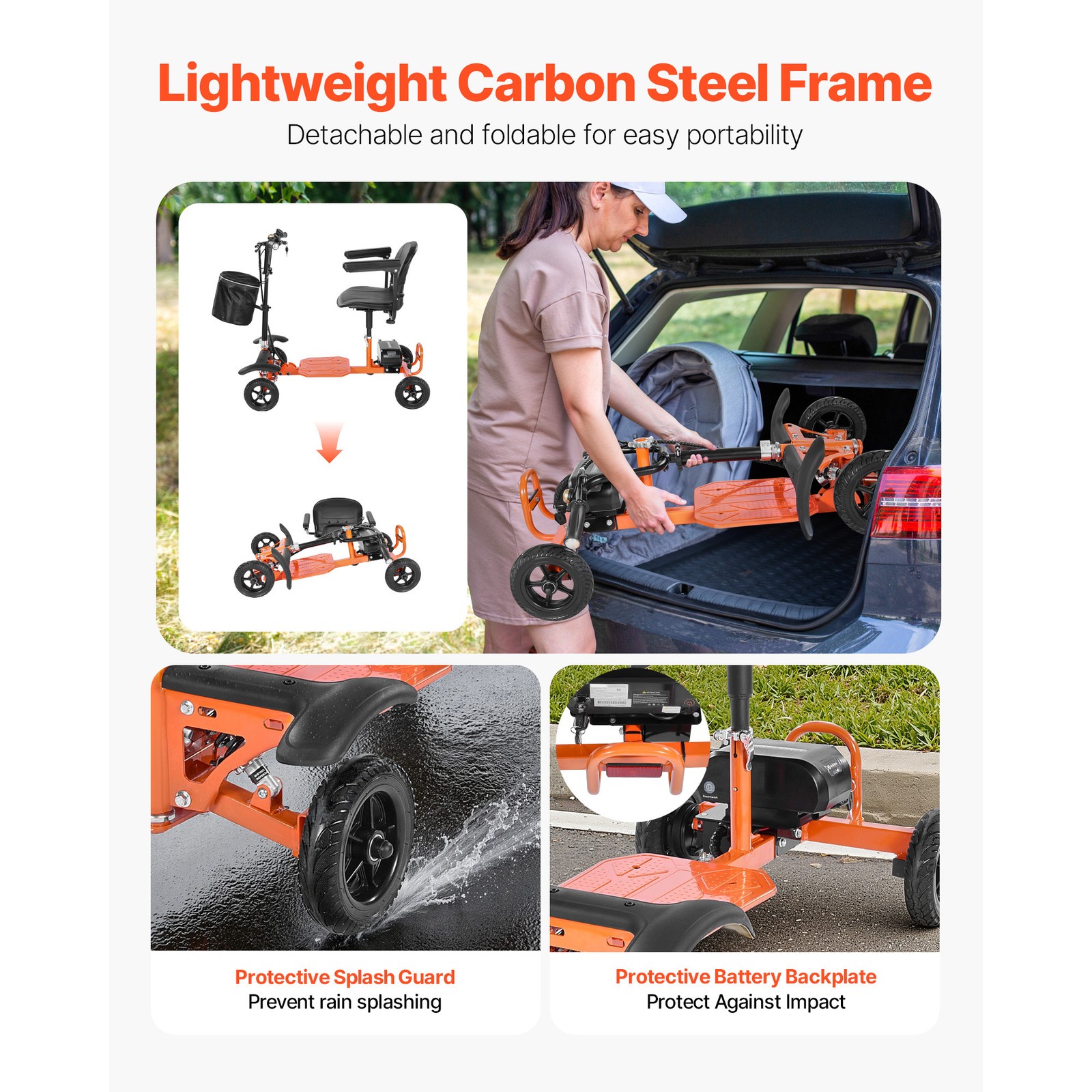 Uimoso 4-Wheel Foldable Electric Mobility Scooter with 265lbs Capacity