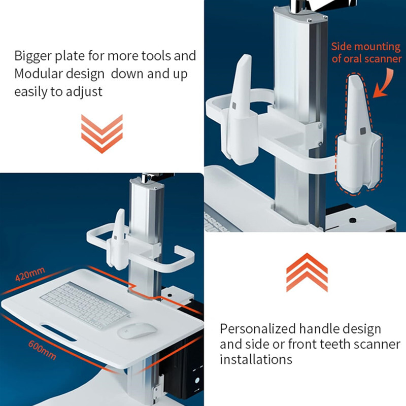 110V Medical Dental Lab Trolley Cart Intraoral Scanner Mobile Cart Clinic