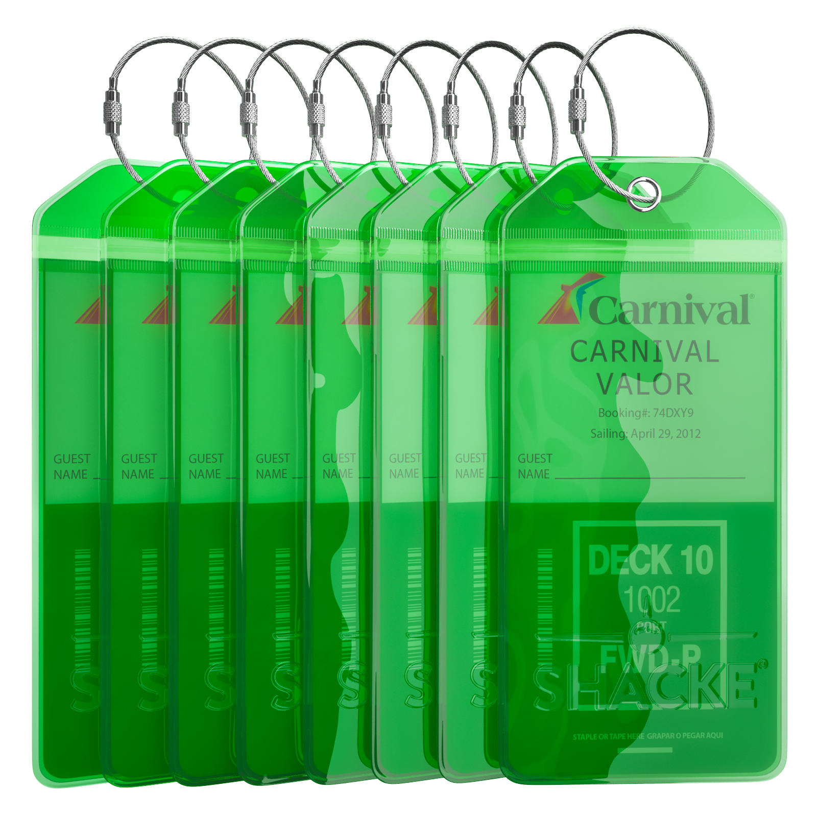 Shacke Cruise Tags Luggage Etag Holders Zip Seal & Steel Loops Thick PVC