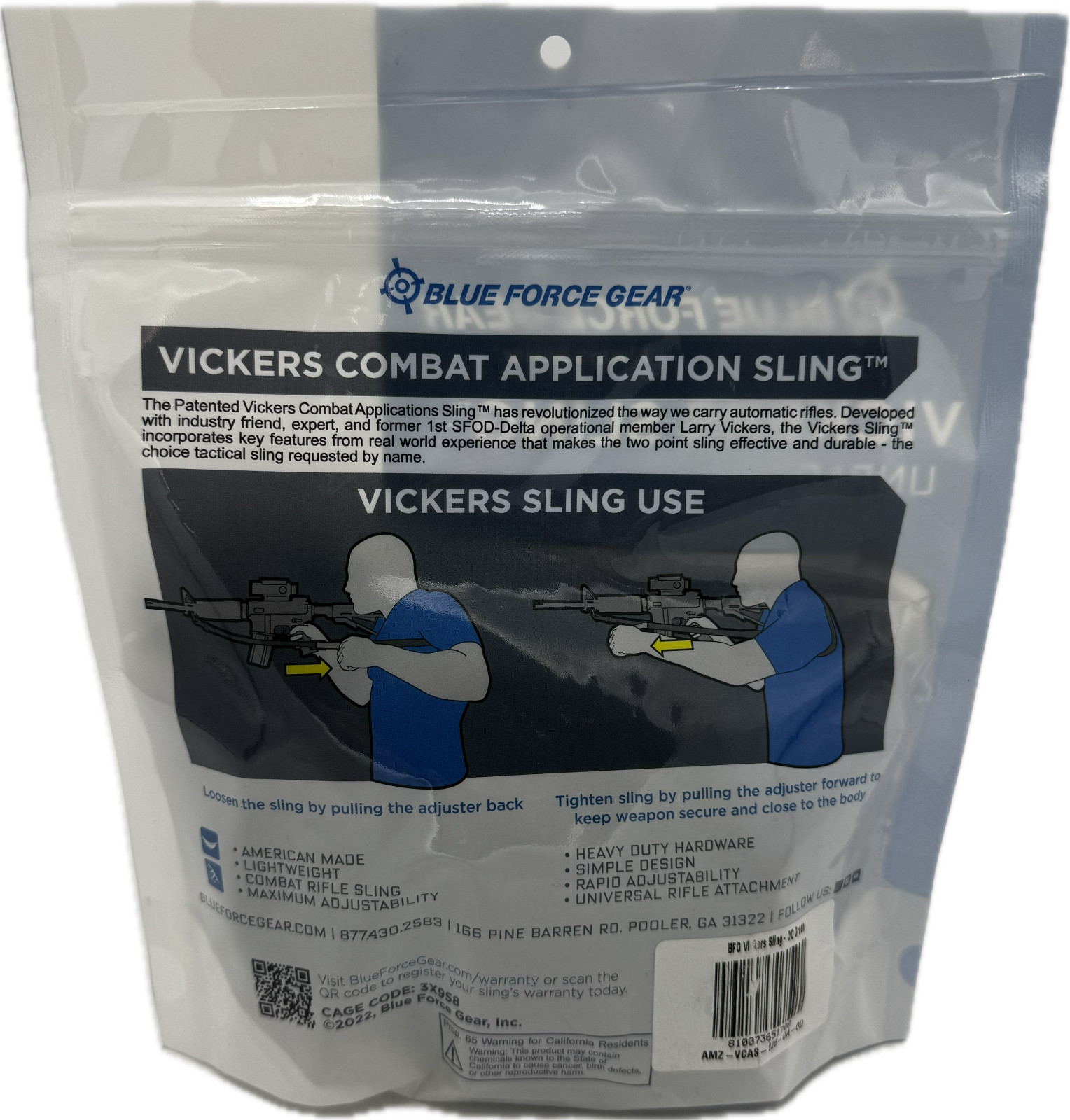 Blue Force Gear VCAS Vickers 2-Point Combat Sling, OD Green, VCAS-125-OA-OD