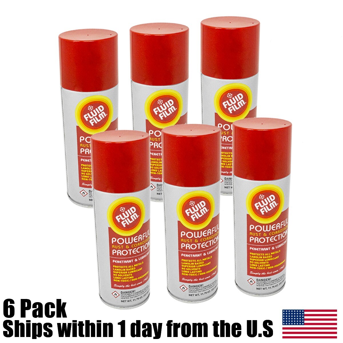 6PK Fluid Film 11.75oz Rust & Corrosion Protection Prevention Aerosol Lubricant