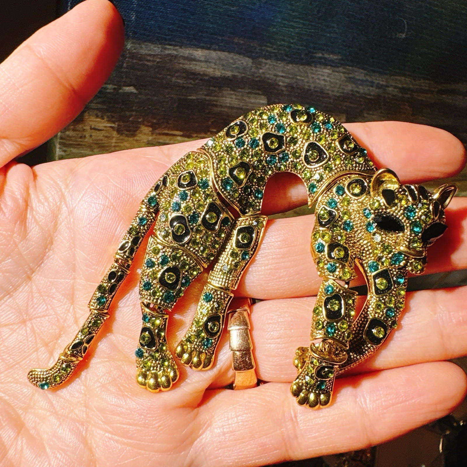 Vintage Hyperbole Rhinestones Large Tiger leopard Shoulder Decor Brooches Gift