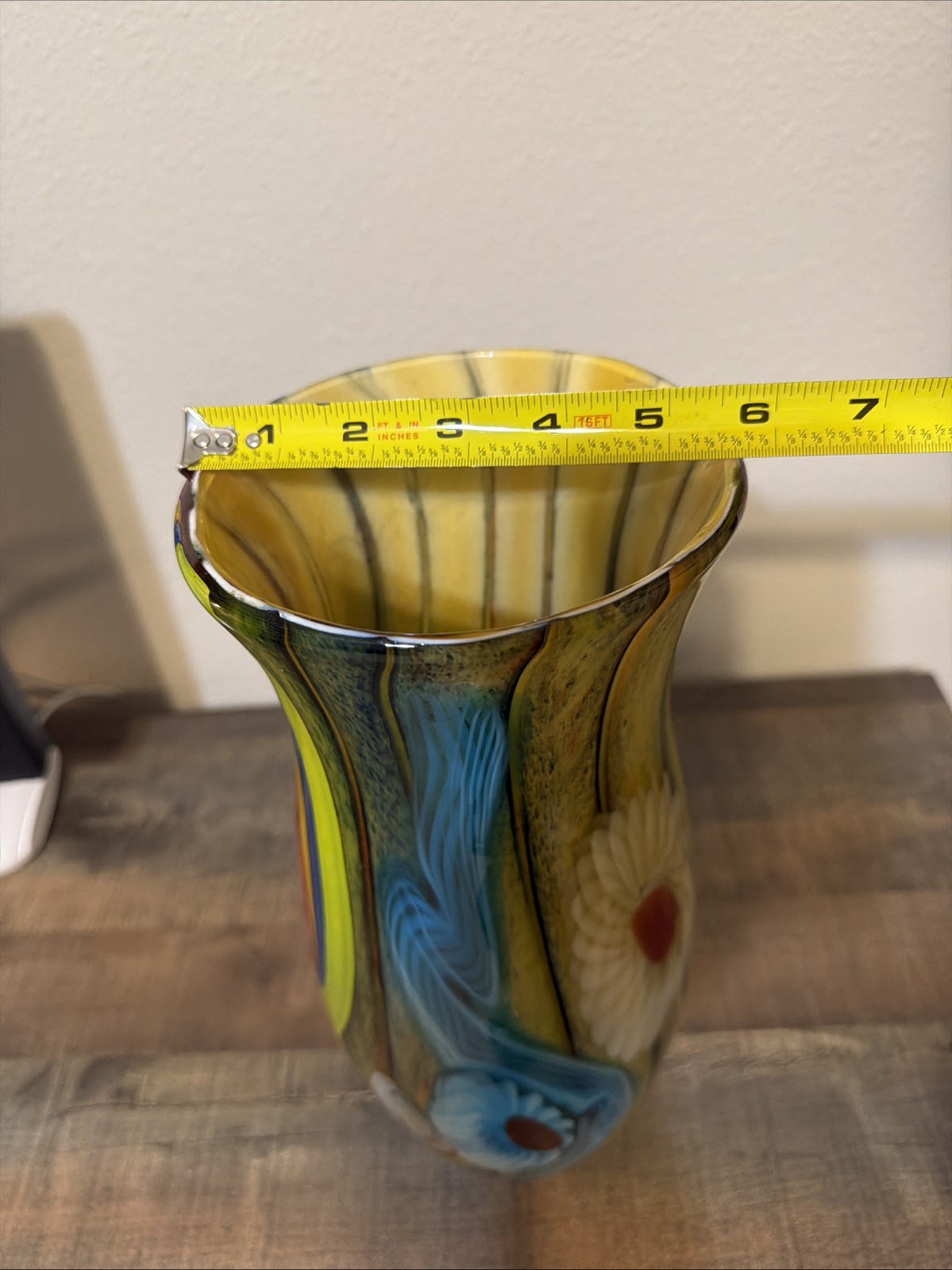 Vintage Pier 1 One of a Kind Murano Style 14.5" tall Art Glass Vase Heavy