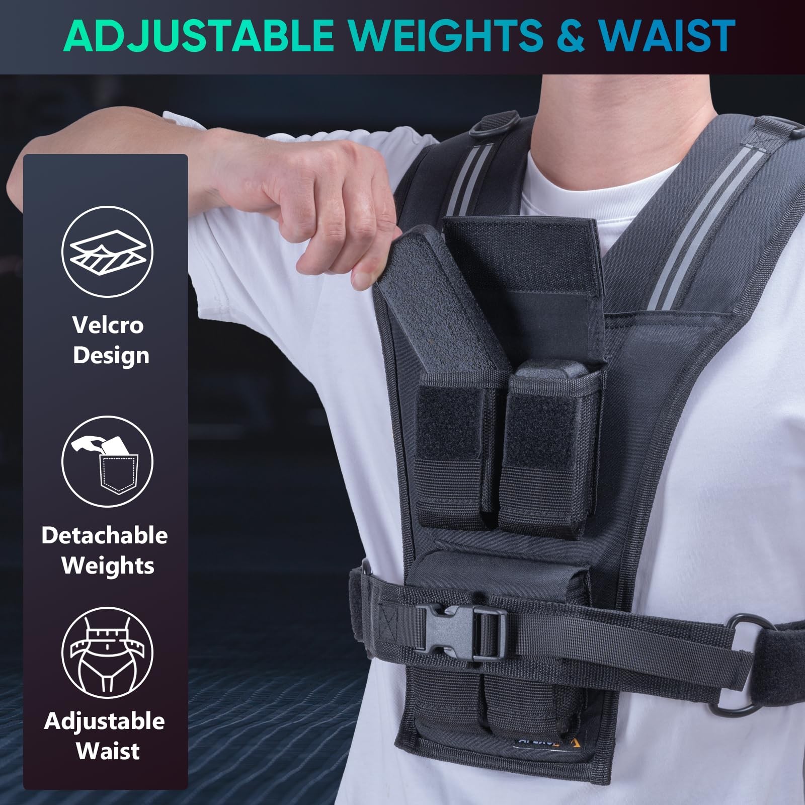 APEXUP Adjustable Weighted Vest Men 20lbs/30lbs/40lbs Weights with Reflective...