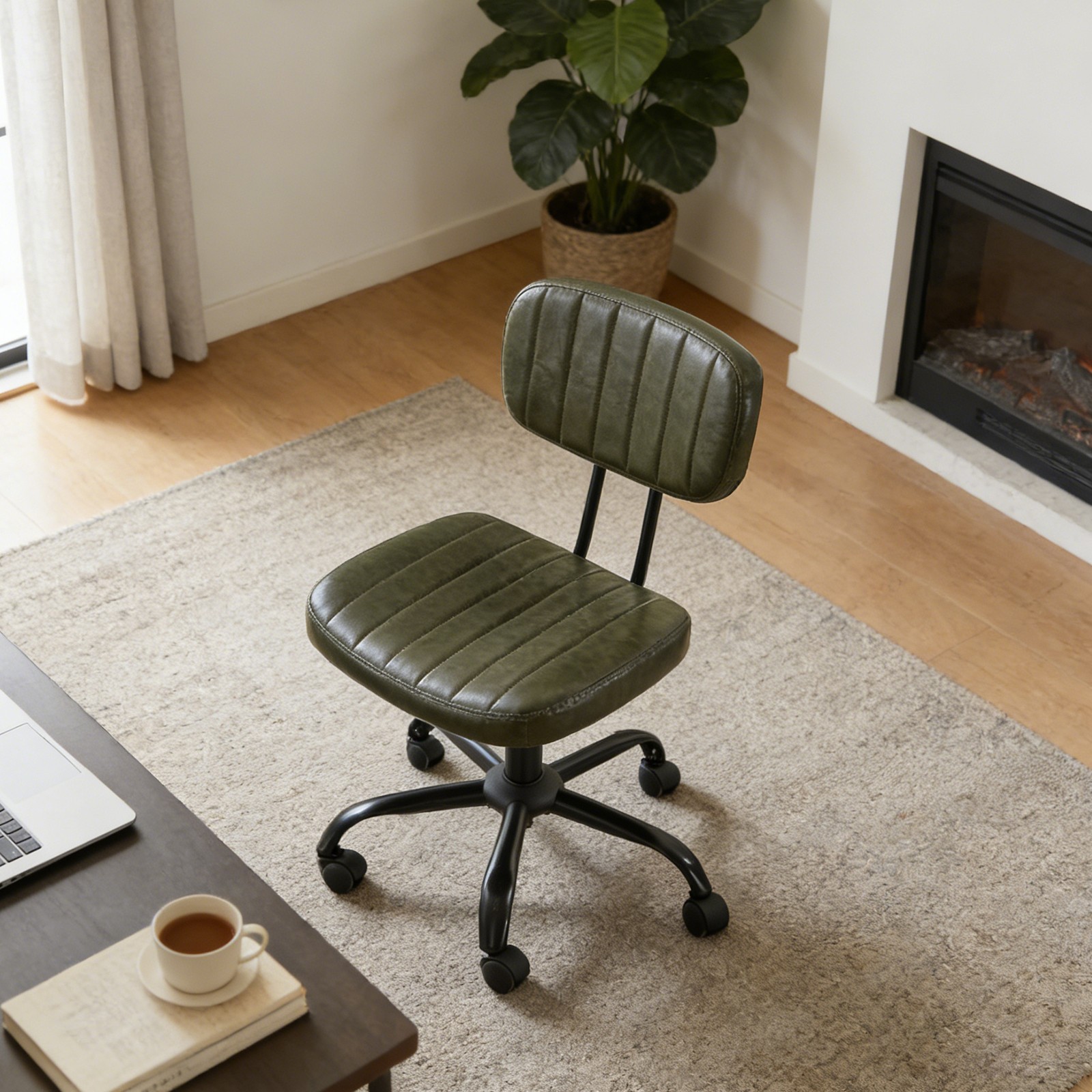 Home Office Computer Desk Chair Ergonomic Armless Swivel Rolling Work Task Chair