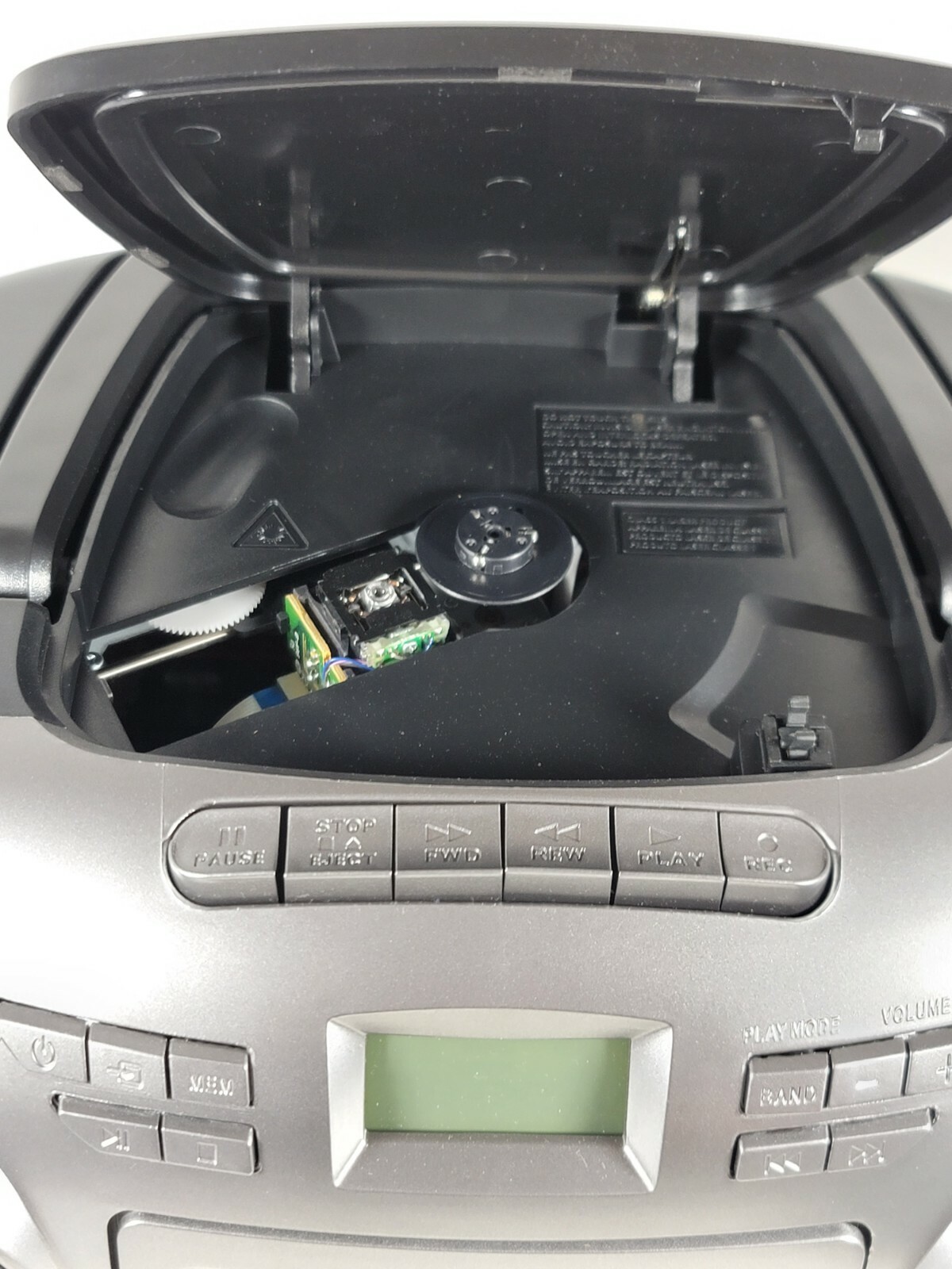 Insignia - AM/FM Radio Portable CD Boombox with Bluetooth - Silver/Black