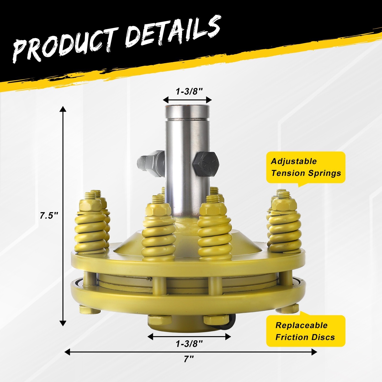 Slip Clutch PTO Slip Clutch 1 3/8" Smooth Round Ends Yellow for PTO Slip Shafts