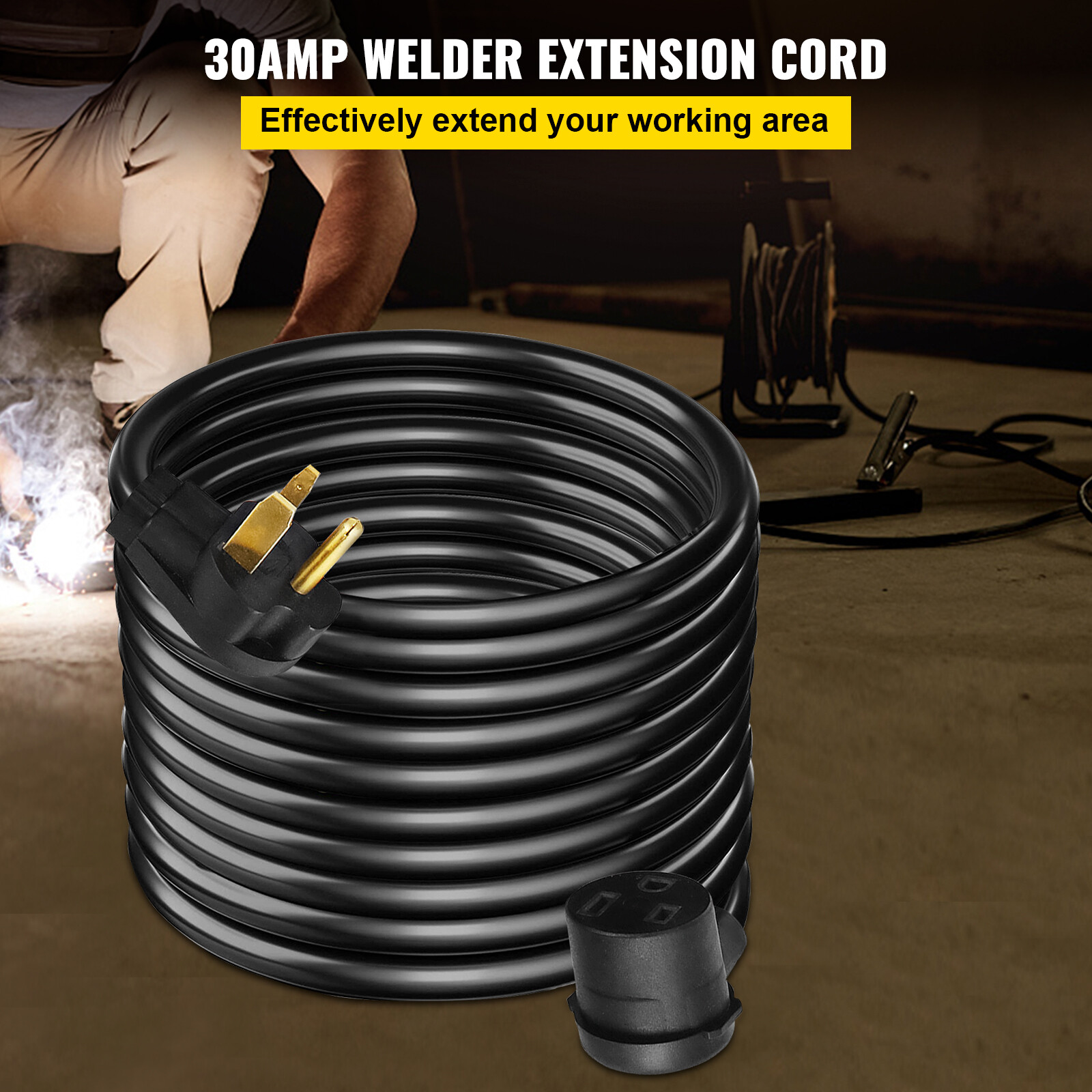 VEVOR Welder Extension Cord 25FT 250 Volt 30 Amp 10/3 for MIG TIG Plasma Machine