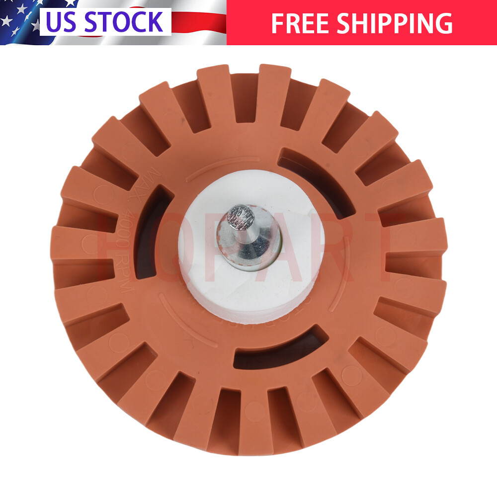 4 inch Decal Removal Eraser Wheel w/ Power Drill Arbor Adapter Rubber Pinstripe
