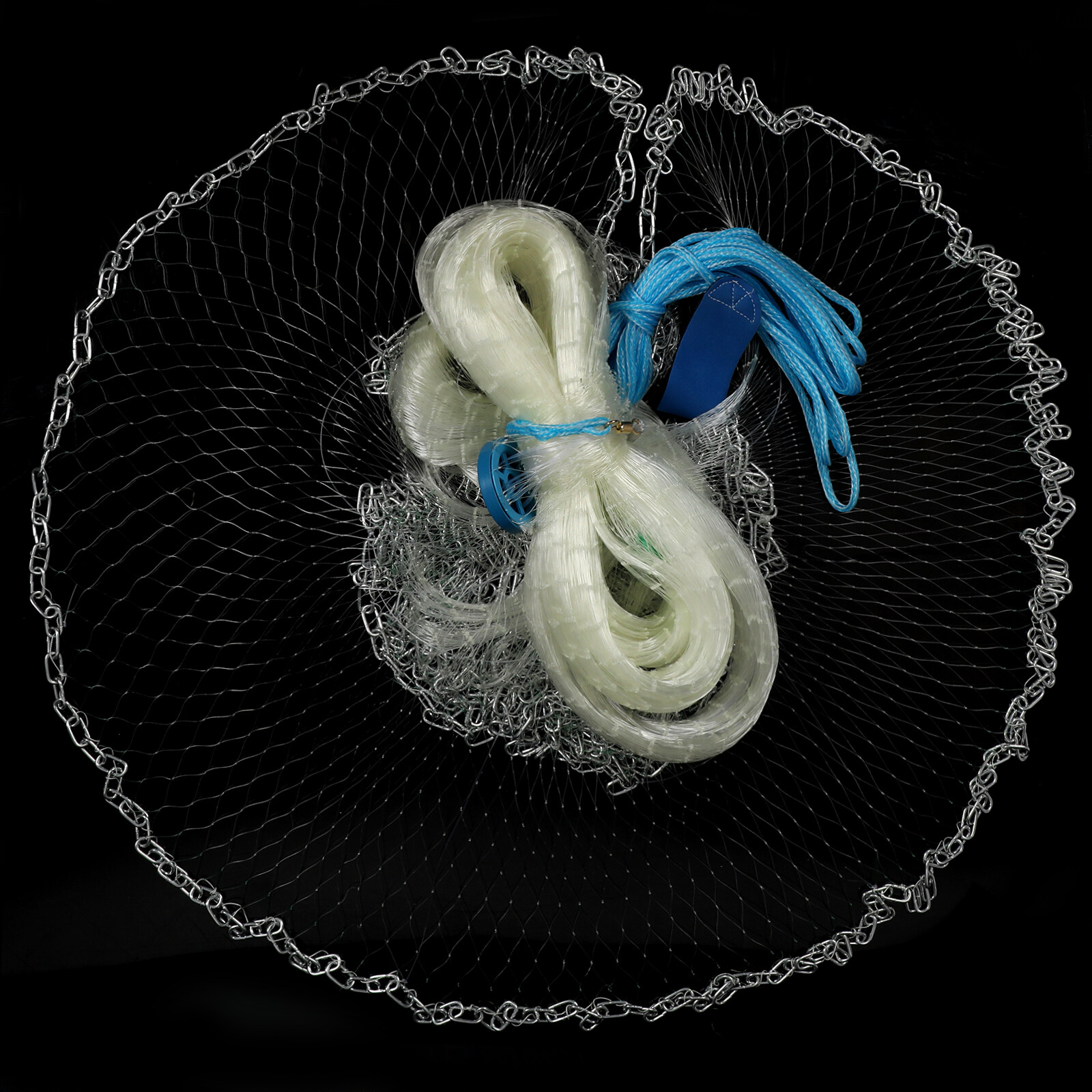 20/24/27/30ft Durable Cast Fishing Net w/ Heavier Steel Chain Sinker Boat Trap