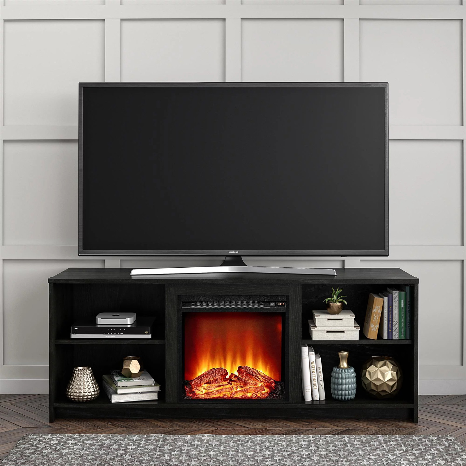 65 Inch TV Stand Console with Electric Fireplace Media Entertainment Center Unit