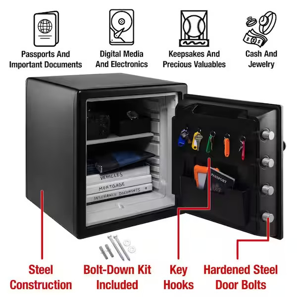 SentrySafe Home Safe 1.23 cu ft Combination Waterproof Residential Steel Black