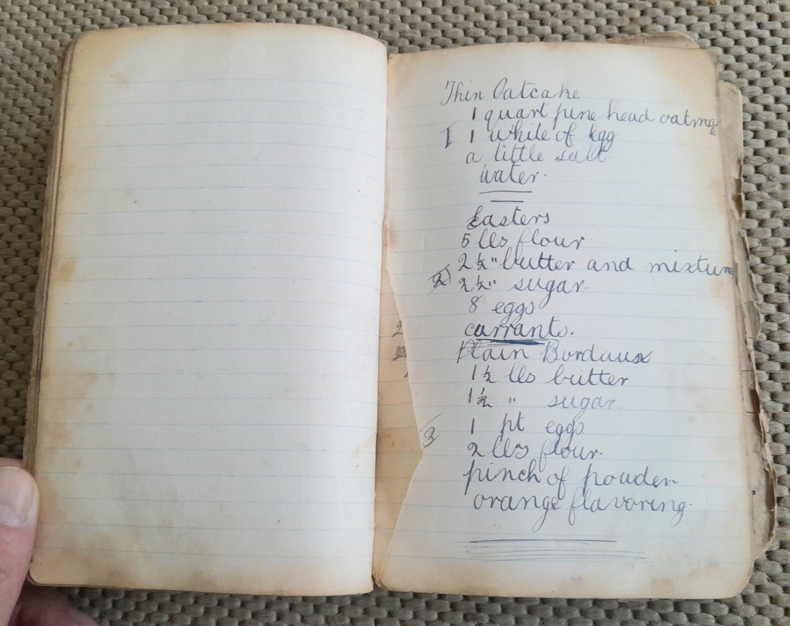 ANTIQUE HANDWRITTEN COOKERY RECIPE NOTEBOOK OF SWEET & SAVOURY DISHES, c1900