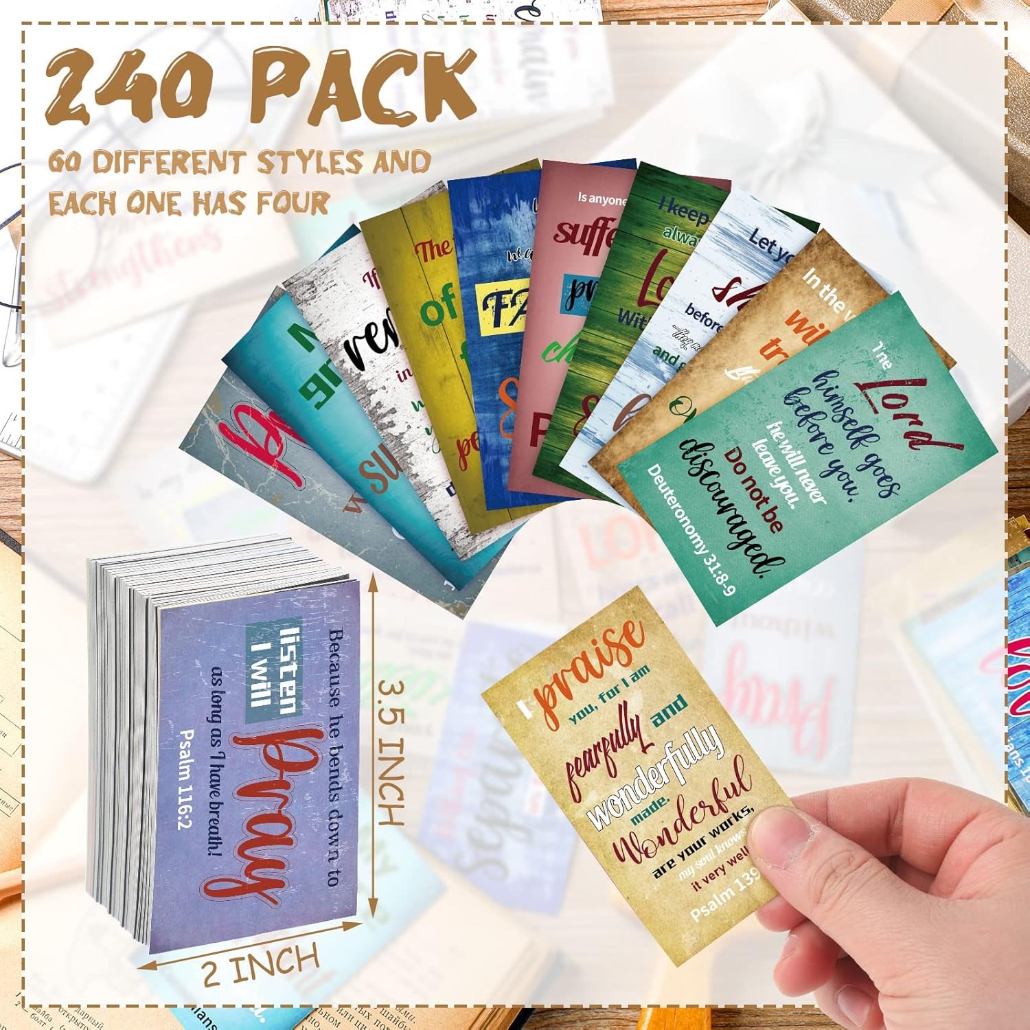 240Pcs Bible Verse Cards with Scriptures Inspirational Encouragement Quote Cards