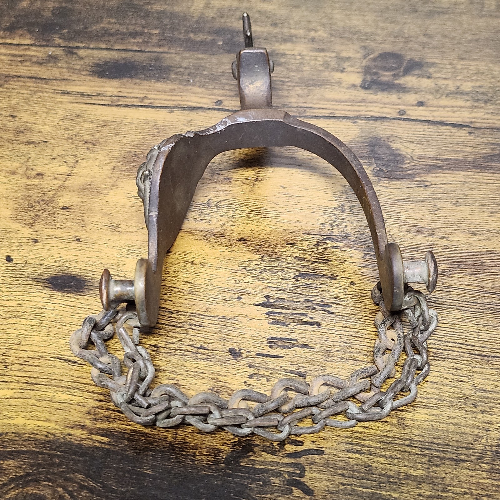 Antique Horse Head Western Spurs Star Mark August Buermann Era Bronze Toned