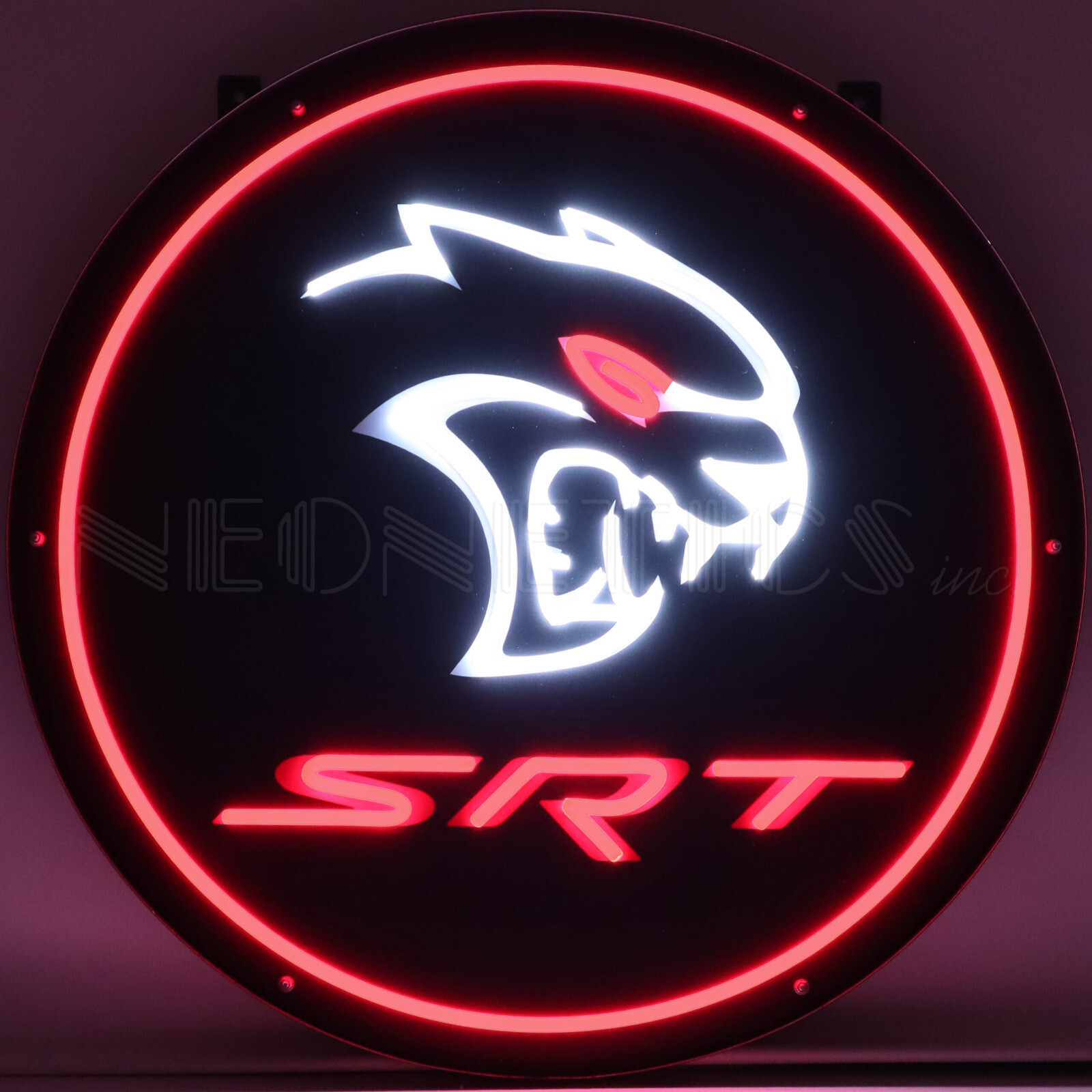 Hellcat Dodge Redeye LED flex Neon Sign SRT in solid steel Case Challenger lamp
