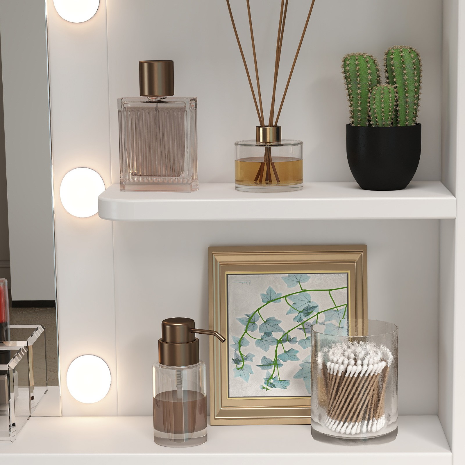 LED Makeup Vanity Table Set with 10 Lights Mirror Drawers Stool Dressing Desk