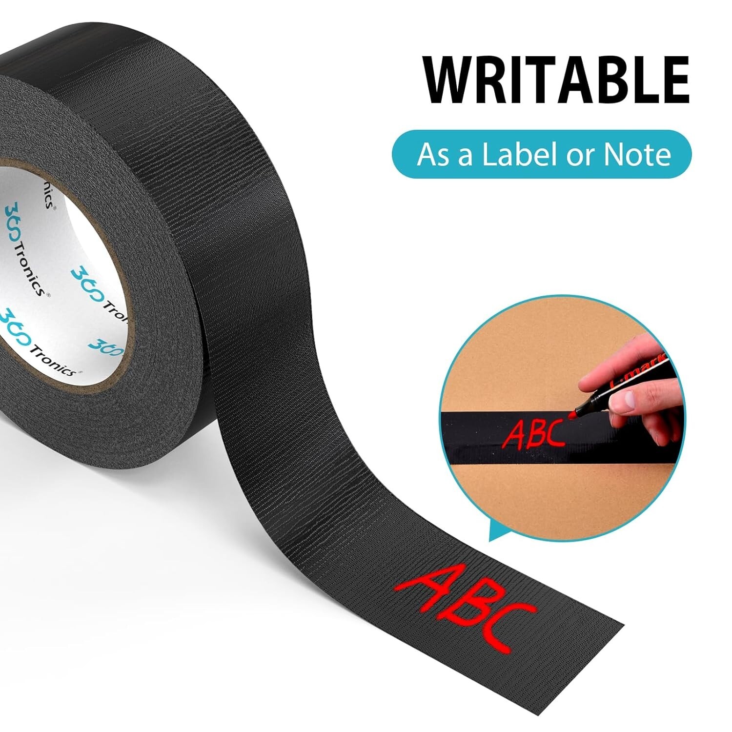 Black Duct Tape Heavy Duty, 2 Inches x 50 Yards Per Roll, Waterproof Outdoor