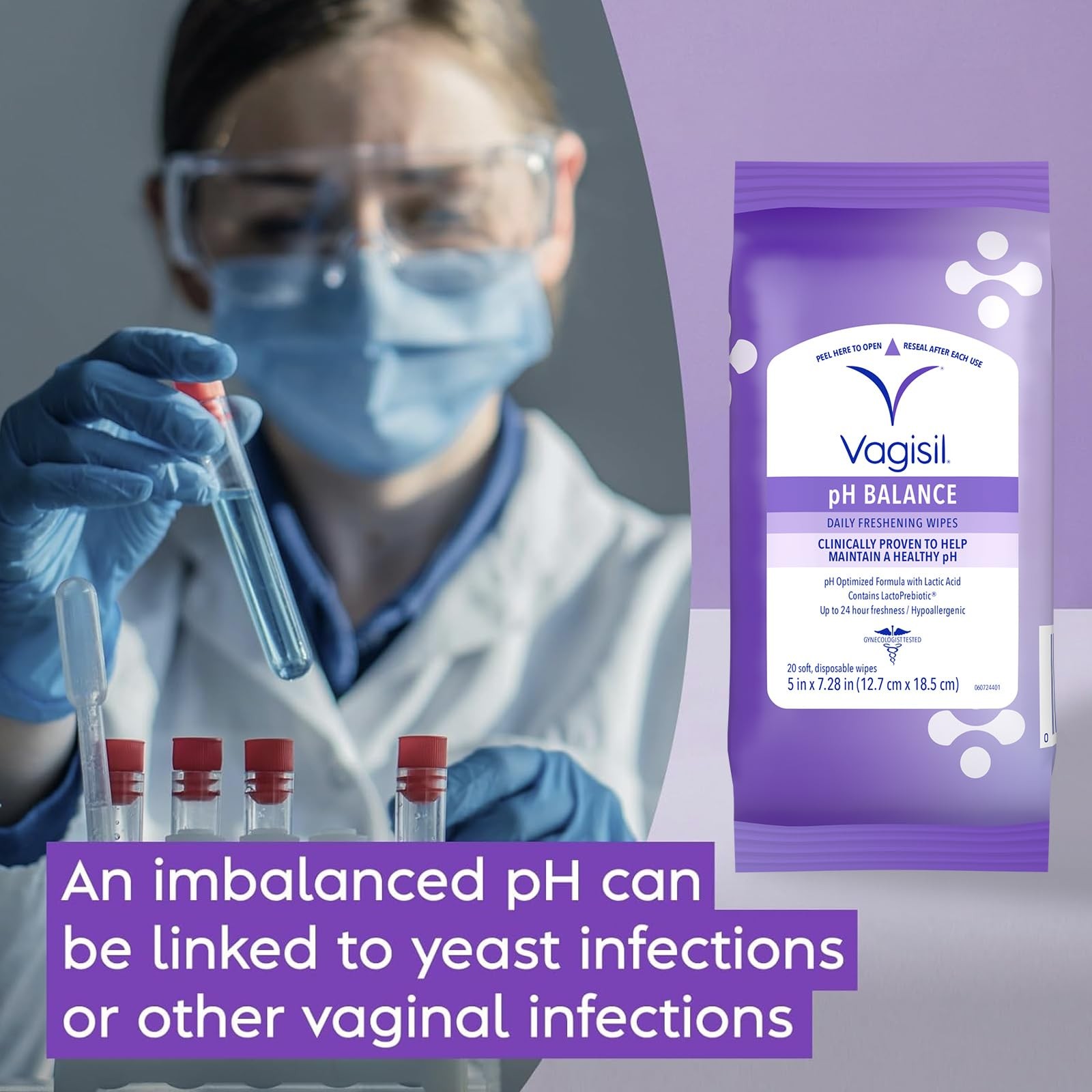 Vagisil pH Balance Daily Freshening Wipes for Feminine Hygiene in Resealable